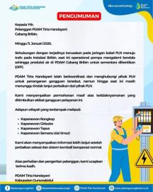 Gangguan Listrik, Distribusi Air PDAM Cabang Bribin Sementara Dihentikan